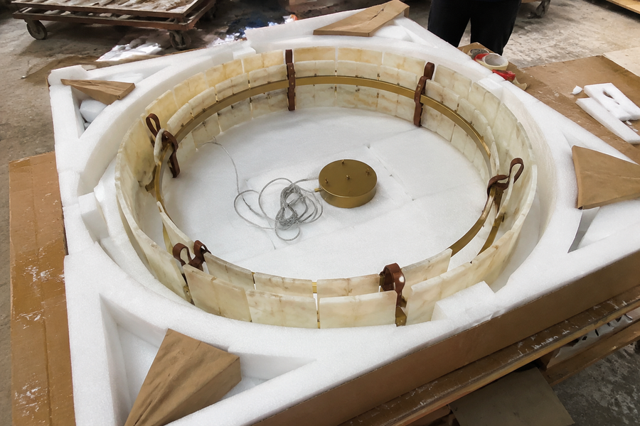ANILLO HOME alabaster chandelier protective packaging